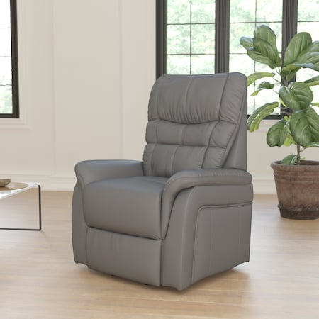 Flash Furniture HERCULES Series Gray LeatherSoft Remote Powered Lift Recliner for Elderly CH-US-153062L-GY-LEA-GG
